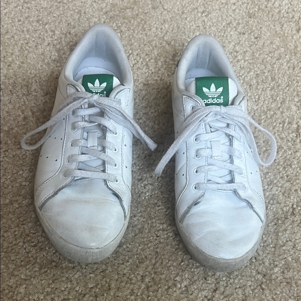 Adidas White and Green Casual Sneakers